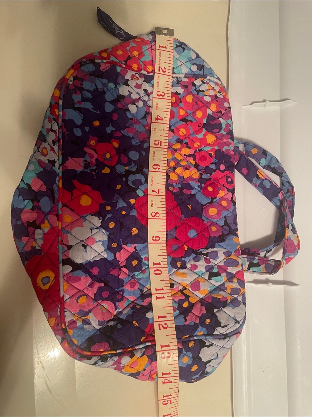 Vera Bradley Quilted Floral Cosmetic Bag in Purple, Pink & Blue